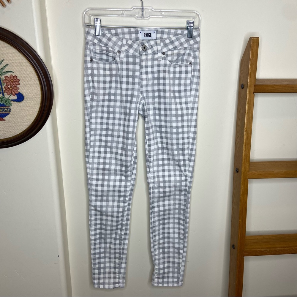 PAIGE Verdugo Ankle Gingham Print Skinny Jeans - Picture 2 of 9